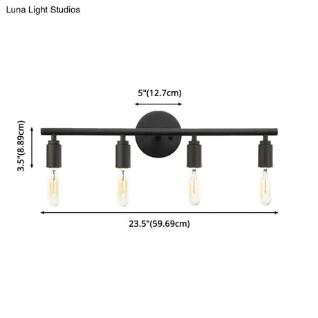 Retro Industrial Style Metal Vanity Light For Open Bulbs Stylish Wall Fixture