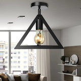 Retro Industrial Wire Cage Ceiling Light With Triangle Shade - 1 Head Metal Lamp In