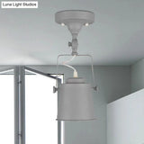 Retro Loft Tapered Pendant Light In Rotatable Grey/Red/Pink For Bedroom Ceiling