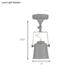 Retro Loft Tapered Pendant Light In Rotatable Grey/Red/Pink For Bedroom Ceiling
