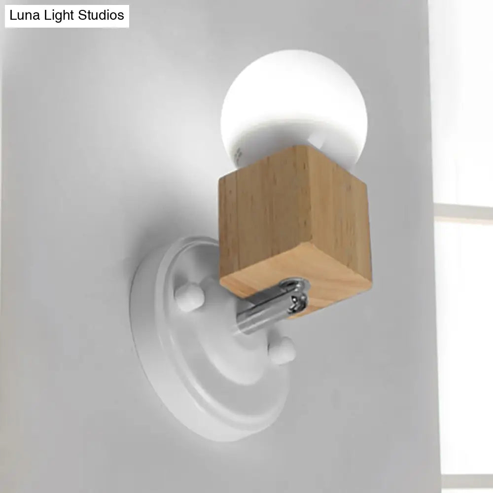 Retro Metal And Wood Exposed Ceiling Mounted Light - White Finish | 1 Head Adjustable Semi Flush