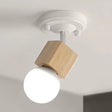 Retro Metal And Wood Exposed Ceiling Mounted Light - White Finish | 1 Head Adjustable Semi Flush