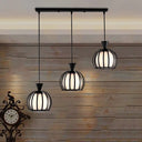 Retro Metal Dome Cage Pendant Light With Milk Glass Shade - 3 Bulb Indoor Hanging Fixture In