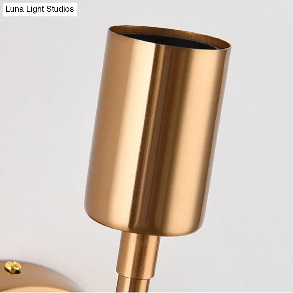 Retro Metal Gold Wall Lamp With Exposed Bulb - 1/2-Light Sconce For Porch