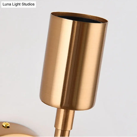 Retro Metal Gold Wall Lamp With Exposed Bulb - 1/2-Light Sconce For Porch