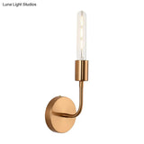 Retro Metal Gold Wall Lamp With Exposed Bulb - 1/2-Light Sconce For Porch