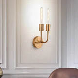 Retro Metal Gold Wall Lamp With Exposed Bulb - 1/2-Light Sconce For Porch 2 /
