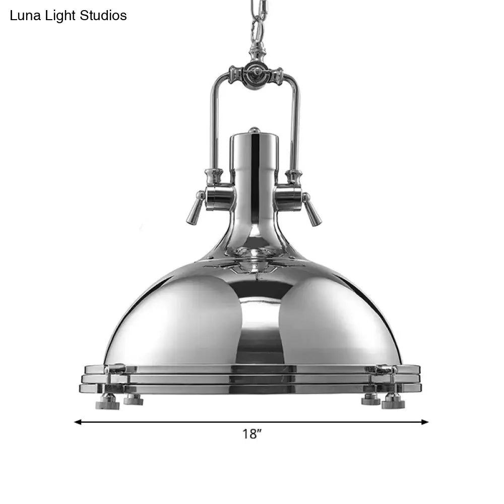 Retro Metal Head Pendant Lighting With Domed Shade - Stylish Dining Table Ceiling Light Fixture In