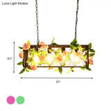 Retro Metal Island Ceiling Light With Red/Green Dual-Color Led Rectangular Design - Ideal For