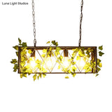 Retro Metal Island Ceiling Light With Red/Green Dual-Color Led Rectangular Design - Ideal For