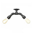 Retro Metallic Bare Bulb Indoor Semi Flush Mount 2-Light Ceiling Lamp In Antique Silver/Aged