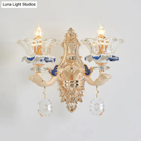 Retro Ribbed Glass Suspension Light With Crystal Draping In White - Perfect For Living Rooms