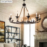 Retro Rustic Candelabra Chandelier With Hemp Rope Cord - Perfect For Living Room Pendant Lighting