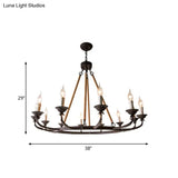 Retro Rustic Candelabra Chandelier With Hemp Rope Cord - Perfect For Living Room Pendant Lighting