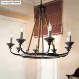Retro Rustic Candelabra Chandelier With Hemp Rope Cord - Perfect For Living Room Pendant Lighting