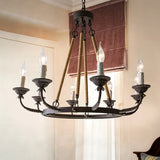 Retro Rustic Candelabra Chandelier With Hemp Rope Cord - Perfect For Living Room Pendant Lighting 8