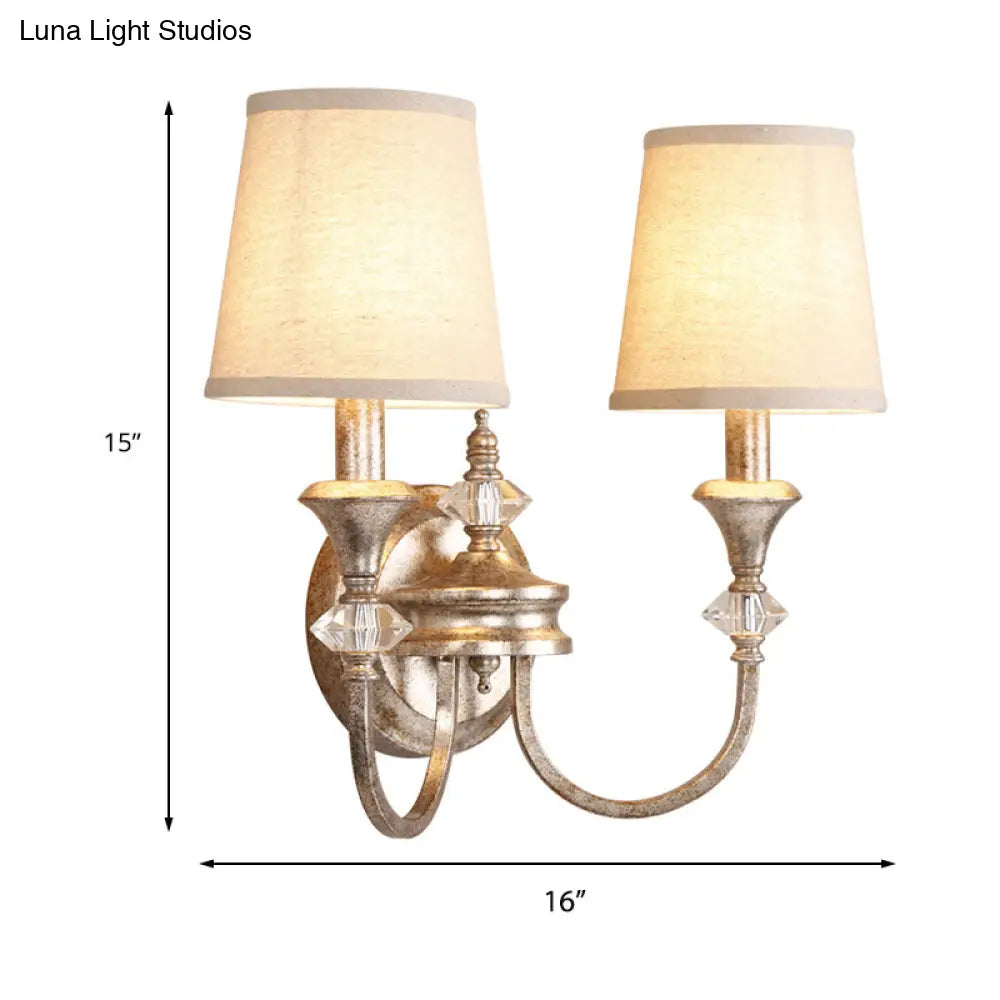Retro Rustic Metal Wall Mount Lamp With Dual Head - Bedroom Sconce Light Fixture Bare Bulb/Tapered