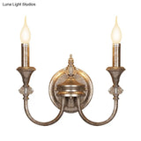 Retro Rustic Metal Wall Mount Lamp With Dual Head - Bedroom Sconce Light Fixture Bare Bulb/Tapered