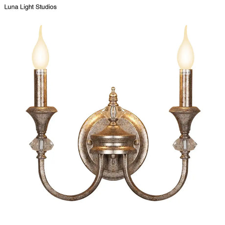 Retro Rustic Metal Wall Mount Lamp With Dual Head - Bedroom Sconce Light Fixture Bare Bulb/Tapered