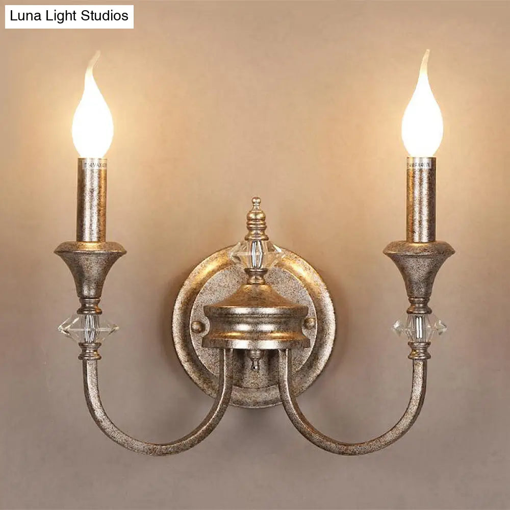 Retro Rustic Metal Wall Mount Lamp With Dual Head - Bedroom Sconce Light Fixture Bare Bulb/Tapered