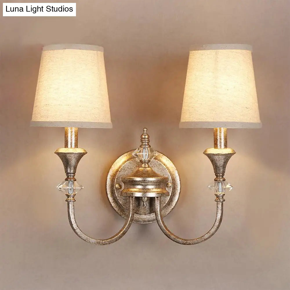 Retro Rustic Metal Wall Mount Lamp With Dual Head - Bedroom Sconce Light Fixture Bare Bulb/Tapered