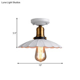 Retro Scalloped Edge Ceiling Light Fixture - Stylish 1 - Bulb Semi Flush In Metallic Black/White
