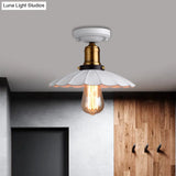 Retro Scalloped Edge Ceiling Light Fixture - Stylish 1 - Bulb Semi Flush In Metallic Black/White