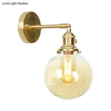 Retro Style Amber Glass Ball Wall Sconce - Outdoor 1 Light Fixture