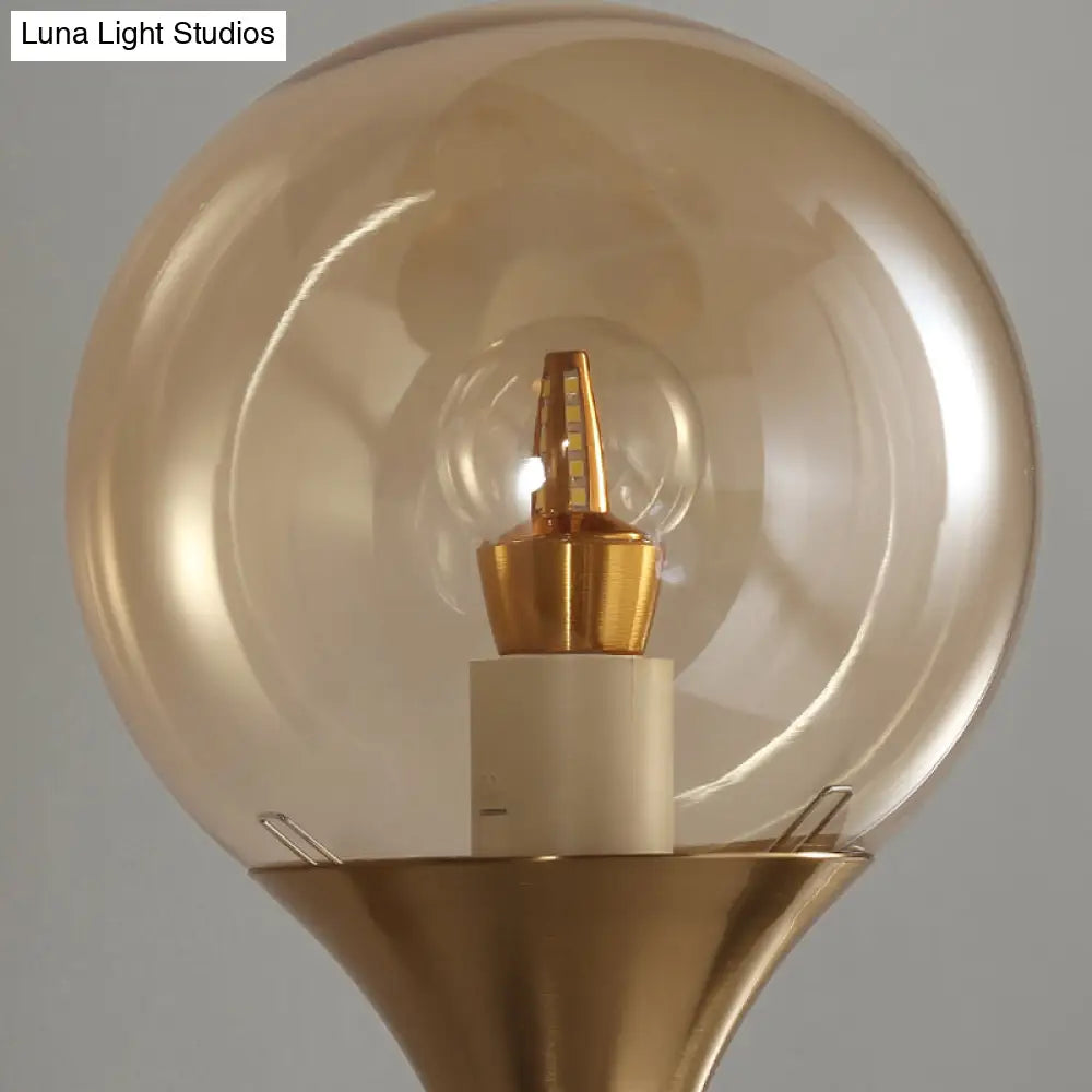 Retro Style Amber Glass Wall Sconce - Single Closed Ball Fixture
