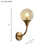 Retro Style Amber Glass Wall Sconce - Single Closed Ball Fixture