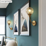 Retro Style Amber Glass Wall Sconce - Single Closed Ball Fixture