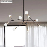 Retro Style Black Branch Suspension Light With Metallic Finish – Bedroom Chandelier Lamp (6/8