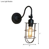 Retro Style Black Globe Wall Mount Light With Gooseneck Arm - Bedroom Mini Lamp