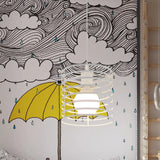 Retro Style Black/White Cylinder Cage Pendant Ceiling Lamp - Adjustable Height Indoor Metal Hanging