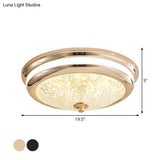 Retro Style Ceiling Lamp In Black/Gold With Lattice Glass And Led Flush Mount - 16’/19.5’ W