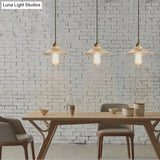 Retro Style Clear Ribbed Glass Pendant Ceiling Light For Dining Room - Single Suspension