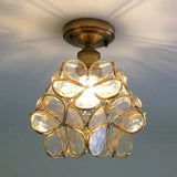 Retro Style Floral Stained Glass Ceiling Light With Pink/Blue/Green/Clear Shades For Hallway