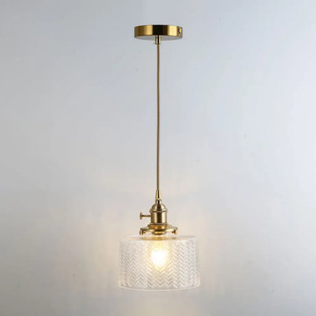 Retro Style Glass Pendant Ceiling Light - Gold Shaded Suspension Lighting For Restaurants / L