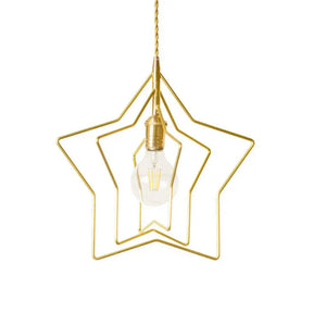 Retro Style Gold Iron Suspension Pendant Ceiling Light - Star Frame Design Ideal For Restaurants /