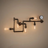 Retro-Style Iron Water Pipe Wall Light In Bronze For Restaurant Lighting / A