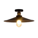 Retro Style Metallic Shaded Flush Mount Ceiling Light - Single Bulb Semi In Black / Small B