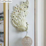 Retro Style Peacock Wall Sconce Light With Clear K9 Crystal Shade In White/Blue/Green - Left/Right