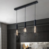 Retro Style Polygon Ceiling Light With Cage Shade - 3 Lights Black Metallic