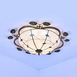 Retro Style Stained Glass Ceiling Light Fixture - Bowl-Shaped 3 Bulbs Flushmount