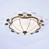 Retro Style Stained Glass Ceiling Light Fixture - Bowl-Shaped 3 Bulbs Flushmount