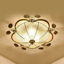 Retro Style Stained Glass Ceiling Light Fixture - Bowl-Shaped 3 Bulbs Flushmount