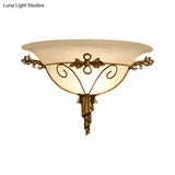 Retro Style Wall Mount Lamp - 1-Light Cream Glass Sconce In White/Beige
