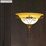 Retro Style Wall Mount Lamp - 1-Light Cream Glass Sconce In White/Beige