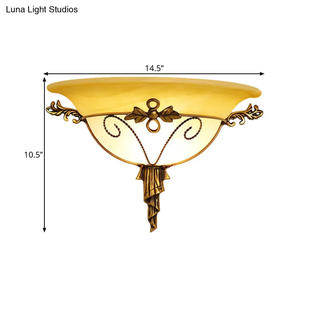 Retro Style Wall Mount Lamp - 1-Light Cream Glass Sconce In White/Beige