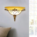 Retro Style Wall Mount Lamp - 1-Light Cream Glass Sconce In White/Beige Beige